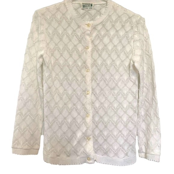 Elegant White Textured Cardigan - Picture 1 of 8